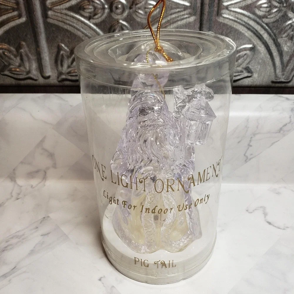 Vintage SANTA CLAUS‎ Light Up Ornament Clear 5